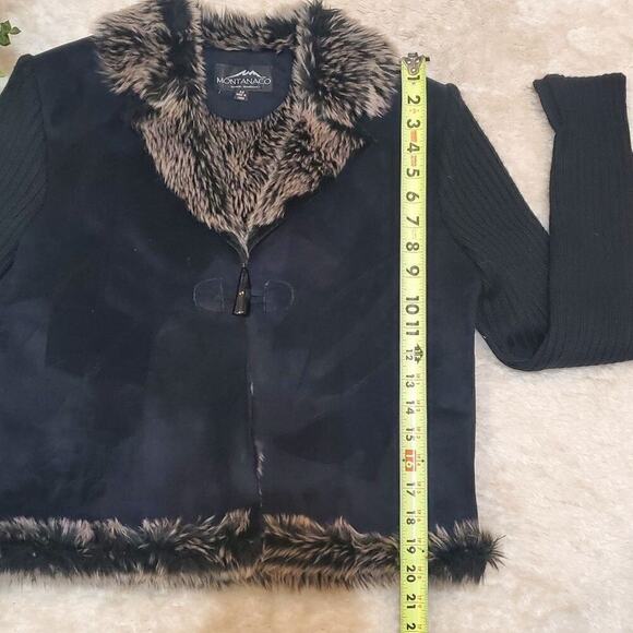 Montanaco Black Suede and Faux Fur Jacket, Size X-Small - Picture 4 of 10